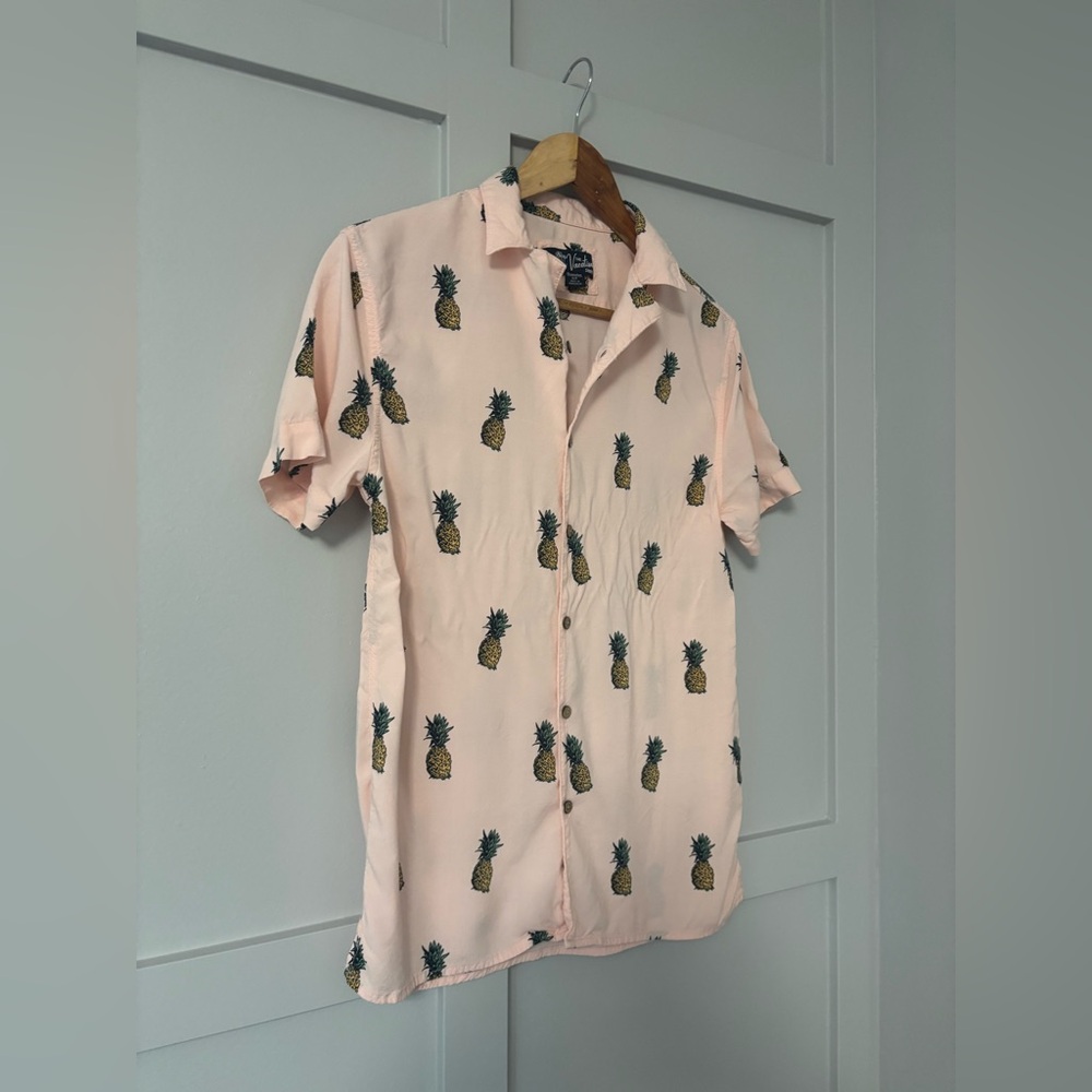 Pineapple Print Pink Viscose Shirt - Picture 3 of 8